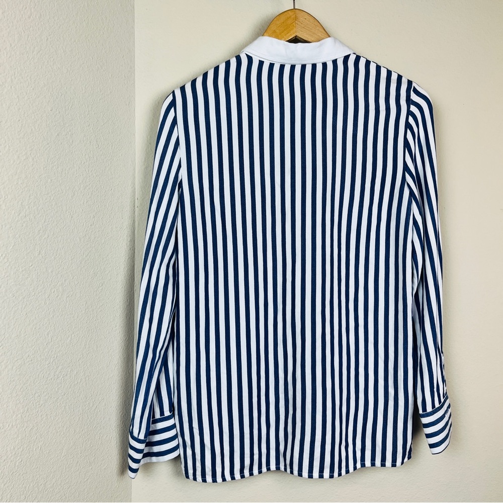 Zara Striped Collared Patch Button Front Knit Top… - image 5